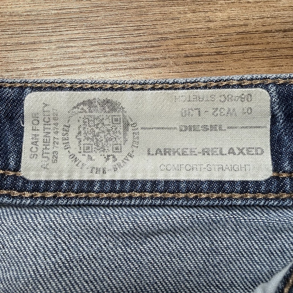 Diesel Larkee-Relaxed Jeans Mens 32x27 Blue Comfort Straight Stretch Denim 0848C - Picture 8 of 16